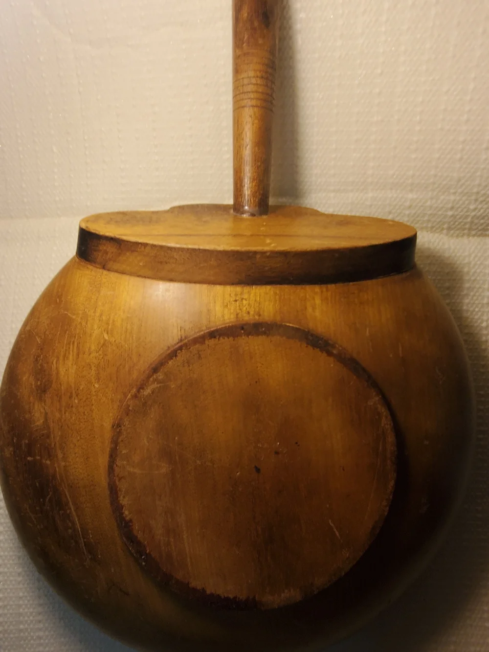 Primitive Vintage Collectible Prep Wood  Bowl With Handle. See Description.